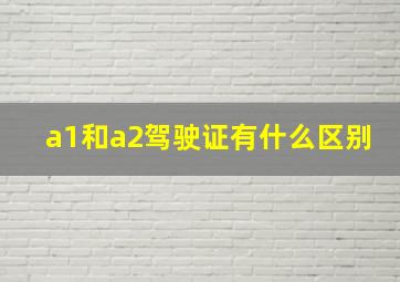 a1和a2驾驶证有什么区别