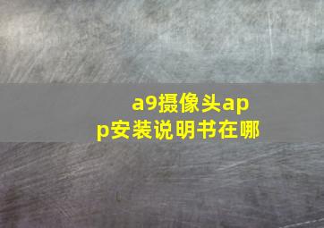 a9摄像头app安装说明书在哪