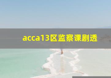 acca13区监察课剧透