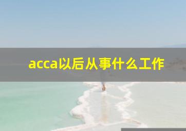 acca以后从事什么工作