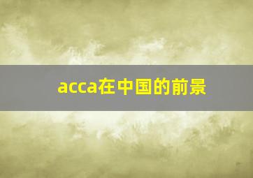 acca在中国的前景