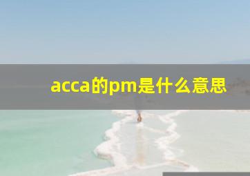 acca的pm是什么意思