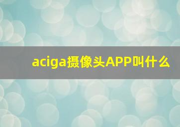 aciga摄像头APP叫什么