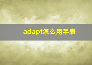 adapt怎么用手表