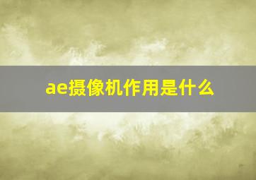 ae摄像机作用是什么