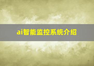 ai智能监控系统介绍