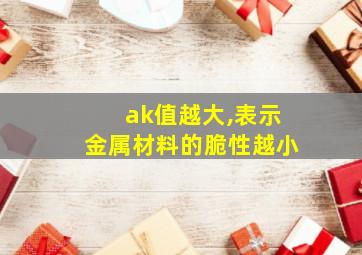 ak值越大,表示金属材料的脆性越小