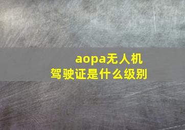 aopa无人机驾驶证是什么级别