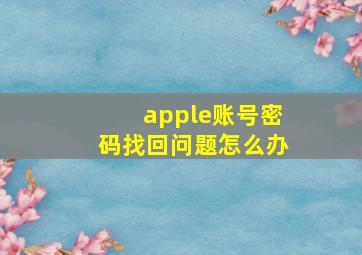 apple账号密码找回问题怎么办