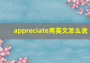 appreciate用英文怎么说