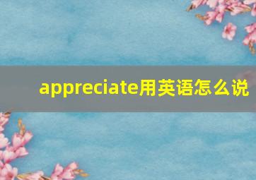 appreciate用英语怎么说