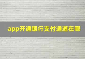 app开通银行支付通道在哪