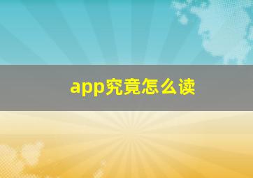 app究竟怎么读