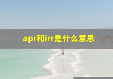 apr和irr是什么意思