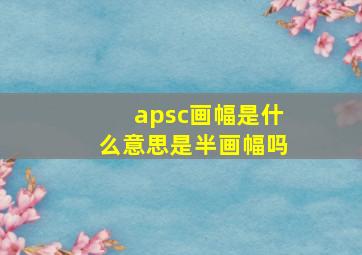 apsc画幅是什么意思是半画幅吗