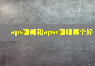 aps画幅和apsc画幅哪个好