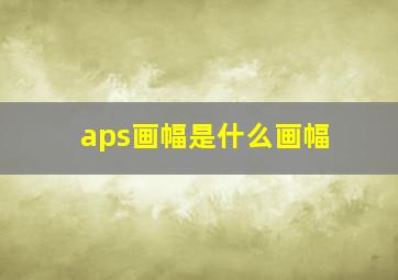 aps画幅是什么画幅