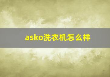 asko洗衣机怎么样