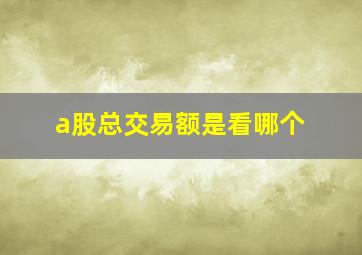 a股总交易额是看哪个