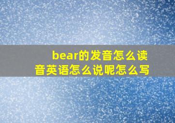 bear的发音怎么读音英语怎么说呢怎么写