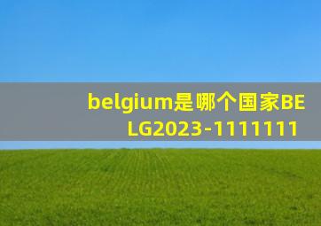 belgium是哪个国家BELG2023-1111111