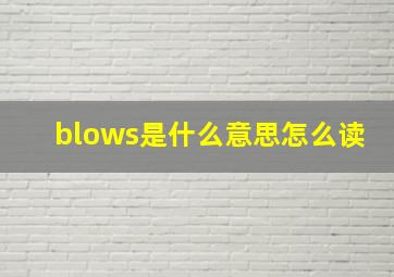 blows是什么意思怎么读