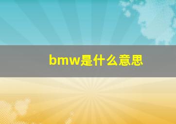 bmw是什么意思