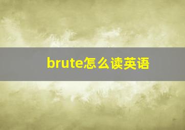 brute怎么读英语