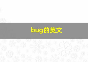 bug的英文