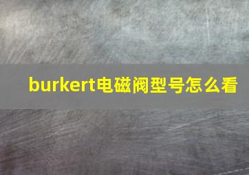 burkert电磁阀型号怎么看