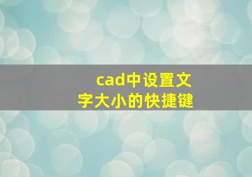 cad中设置文字大小的快捷键