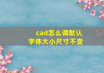 cad怎么调默认字体大小尺寸不变