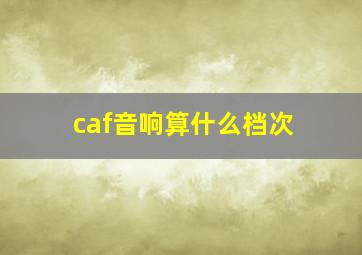 caf音响算什么档次