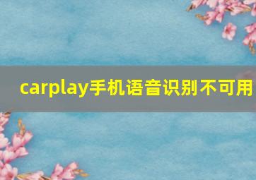 carplay手机语音识别不可用