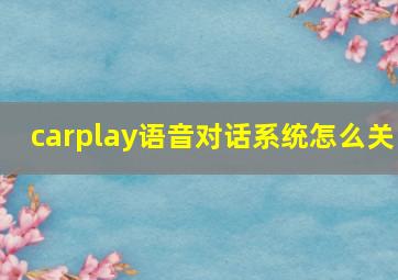 carplay语音对话系统怎么关