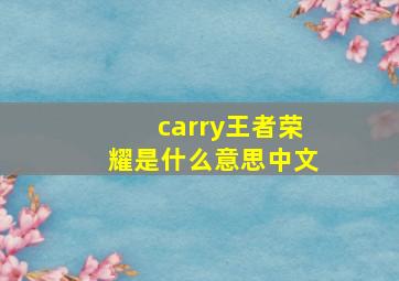 carry王者荣耀是什么意思中文