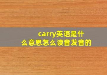 carry英语是什么意思怎么读音发音的