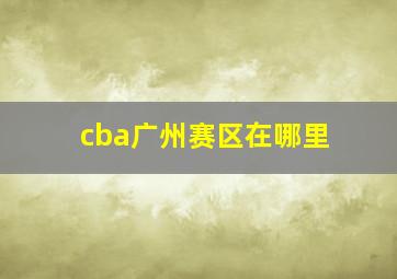 cba广州赛区在哪里