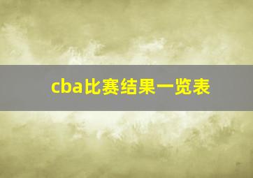 cba比赛结果一览表