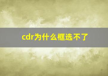 cdr为什么框选不了