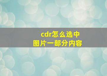 cdr怎么选中图片一部分内容