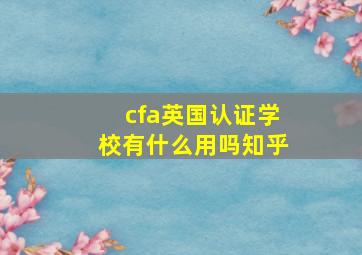 cfa英国认证学校有什么用吗知乎