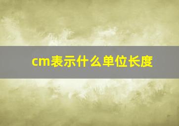 cm表示什么单位长度