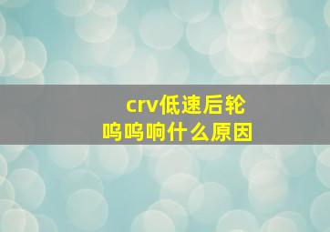 crv低速后轮呜呜响什么原因