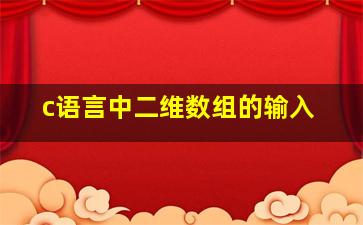 c语言中二维数组的输入