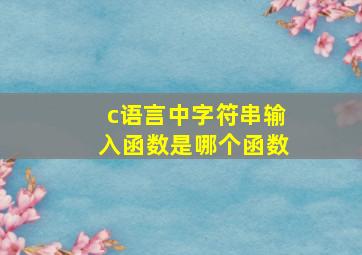 c语言中字符串输入函数是哪个函数