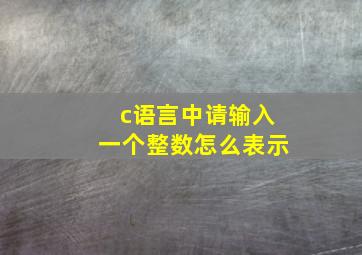 c语言中请输入一个整数怎么表示