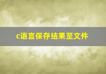 c语言保存结果至文件