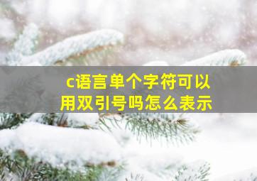 c语言单个字符可以用双引号吗怎么表示