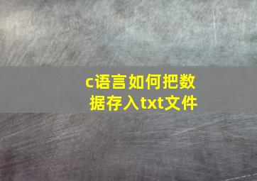 c语言如何把数据存入txt文件